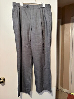 Woolmark Men's Gray Dress Pants Waist 38 Inseam 34 Polyester
